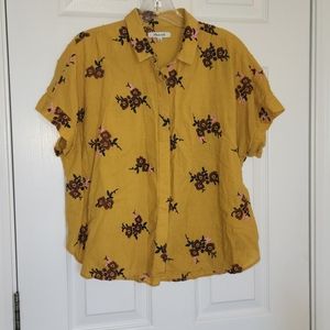 Madewell - M - Embroidered floral short sleeve button down